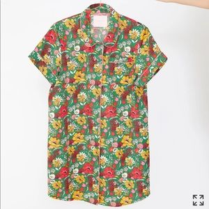 Bando Collared Printed Nightgown